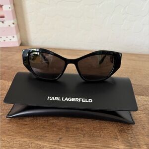 NEW Karl Lagerfeld Women's Black Cat-Eye Sunglasses